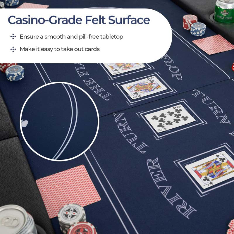Eletriclife 72 Inch 8-Player Texas Holdem Poker Table with Metal Cup Holders