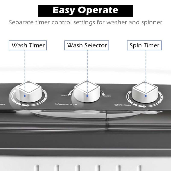 Eletriclife Portable Semi-Automatic Twin-tub Washing Machine