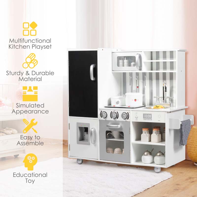 Eletriclife Wooden Pretend Play Kitchen Sets with Simulated Sound
