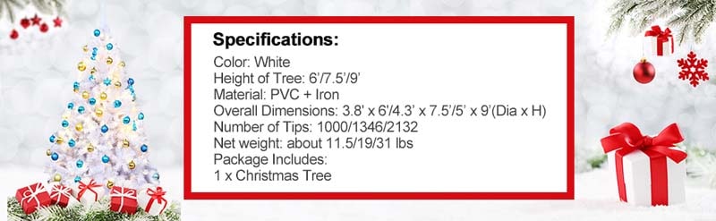 Eletriclife Hinged Artificial Christmas Tree with Metal Stand