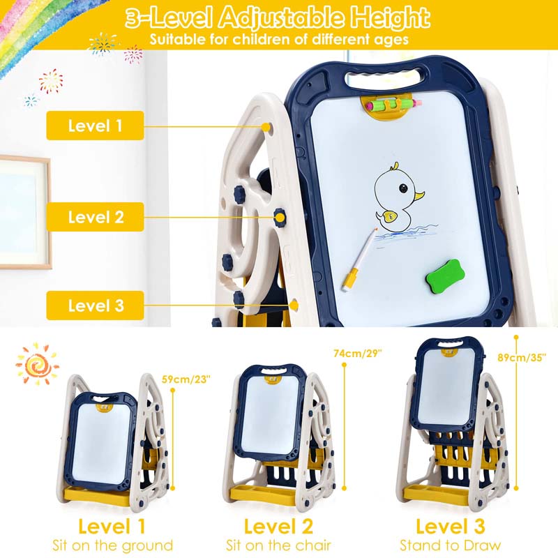 Eletriclife 3-in-1 Kids Art Easel Double-Sided Tabletop Easel with Art Accessories