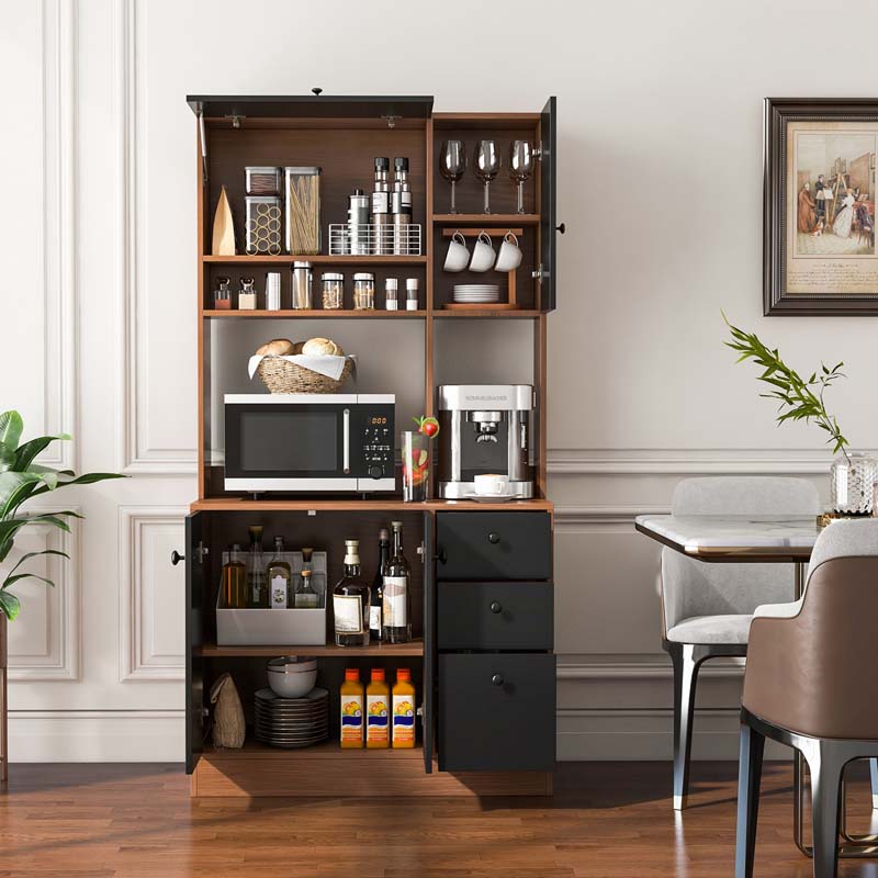 Eletriclife 71 Inch Kitchen Pantry with 3 Storage Cabinet and 3 Deep Drawers