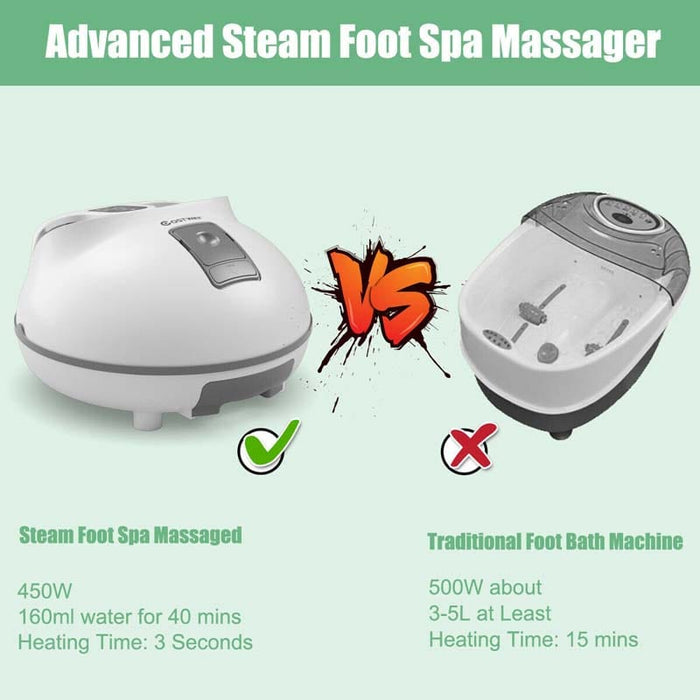 Eletriclife Steam Foot Spa Bath Massager Foot Sauna Care with Heating Timer Rollers