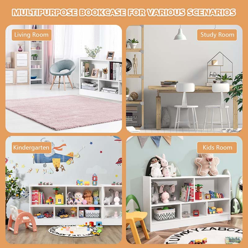 Eletriclife Kids 2-Shelf Bookcase 5-Cube Wood Toy Storage Cabinet Organizer