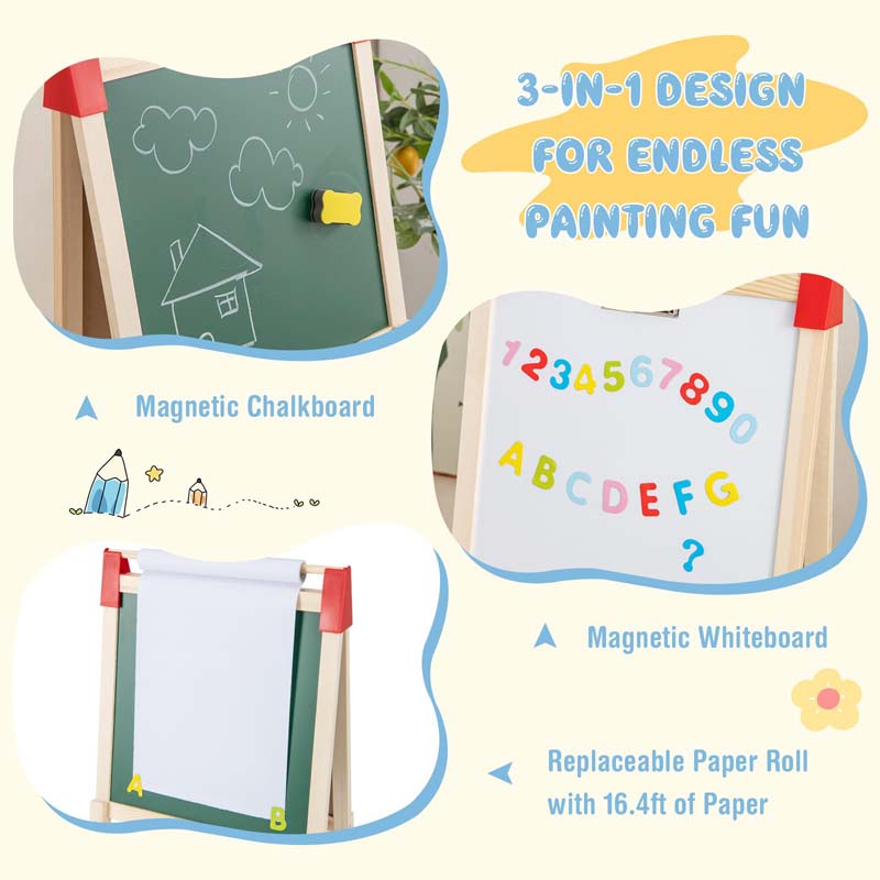 Eletriclife 3-in-1 Double-Sided Adjustable Kid Easel for 3-8 Years Old Toddlers