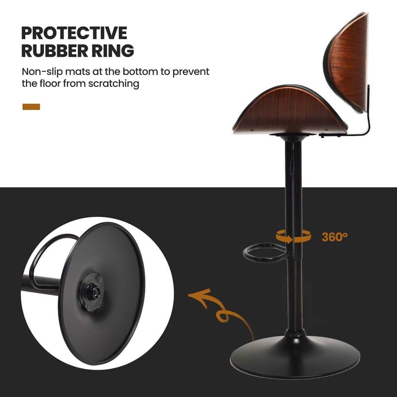 Eletriclife Set of 2 Adjustable Swivel PU Leather Bar Stools with Iron Base