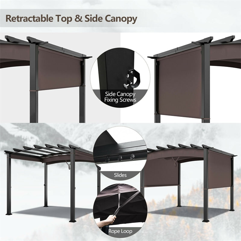 Eletriclife 10 x 10 Feet Patio Pergola Gazebo Sun Shade Shelter with Retractable Canopy