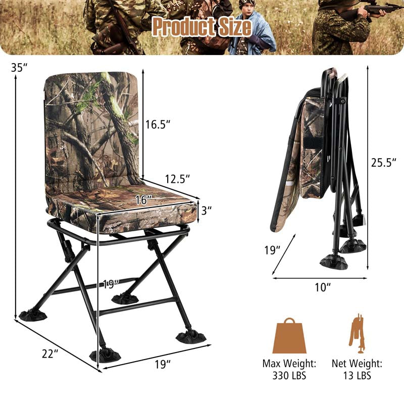 Eletriclife Swivel Folding Chair with Backrest and Padded Cushion