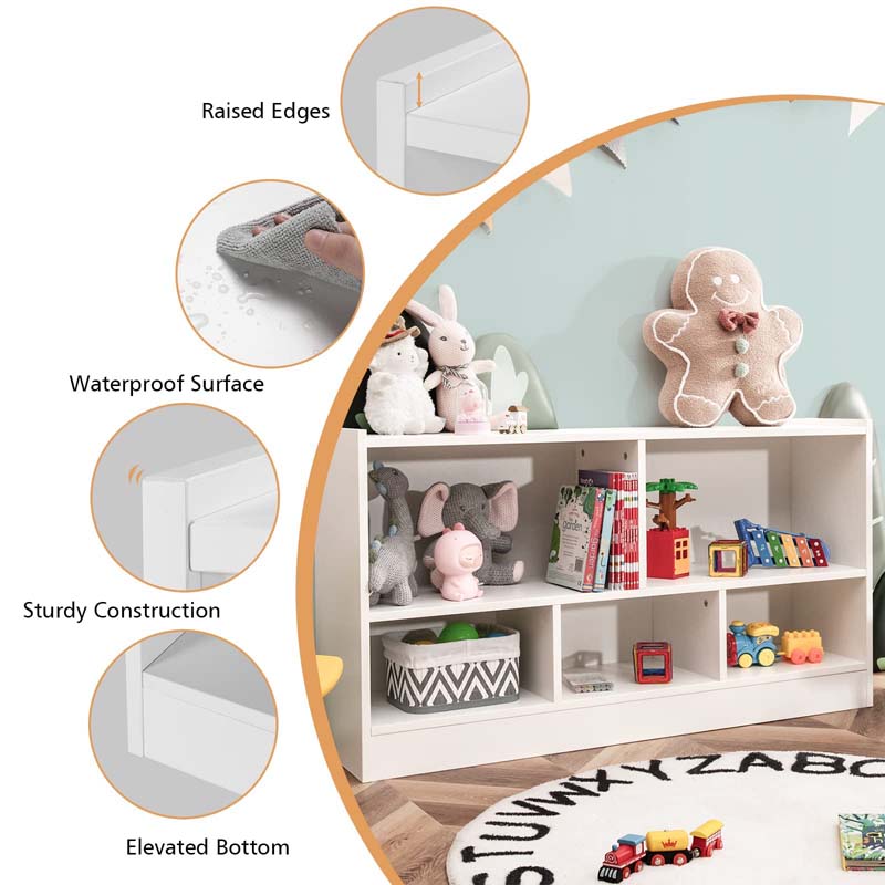 Eletriclife Kids 2-Shelf Bookcase 5-Cube Wood Toy Storage Cabinet Organizer