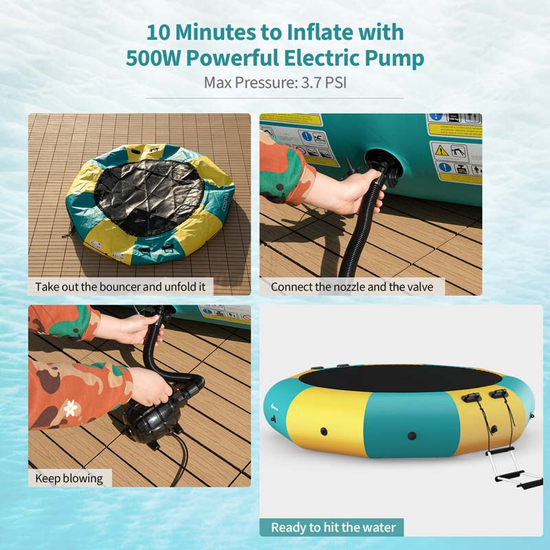 Eletriclife 10 Feet Inflatable Splash Padded Water Bouncer Trampoline