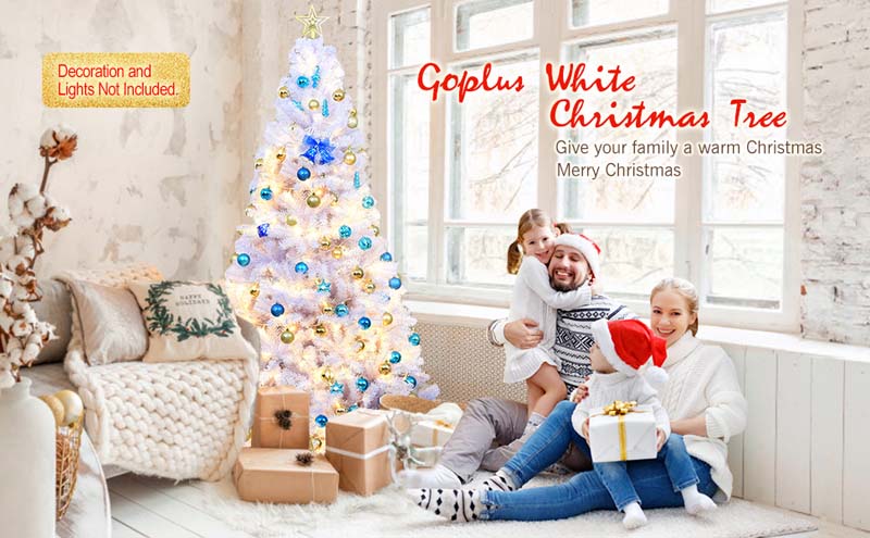 Eletriclife Hinged Artificial Christmas Tree with Metal Stand