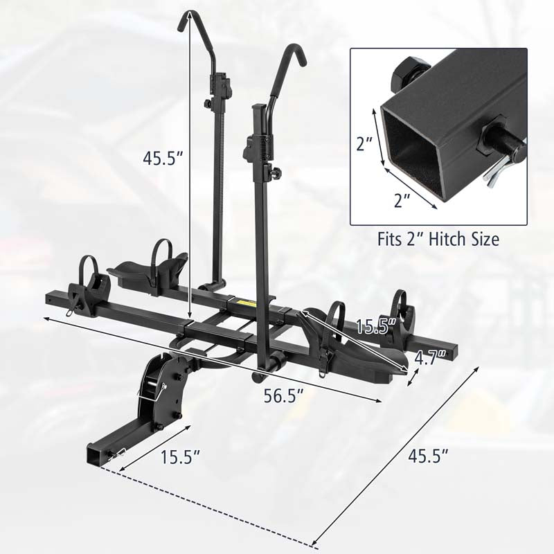 Eletriclife 2 Inch Hitch Mount Bike Rack 2-Bike Platform Style Carrier with Tilt-able Design