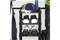 slide 3 of 4, zoom in, golf equipment items stored on golf rack shelves