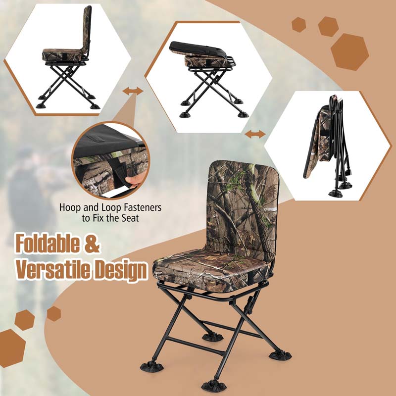 Eletriclife Swivel Folding Chair with Backrest and Padded Cushion