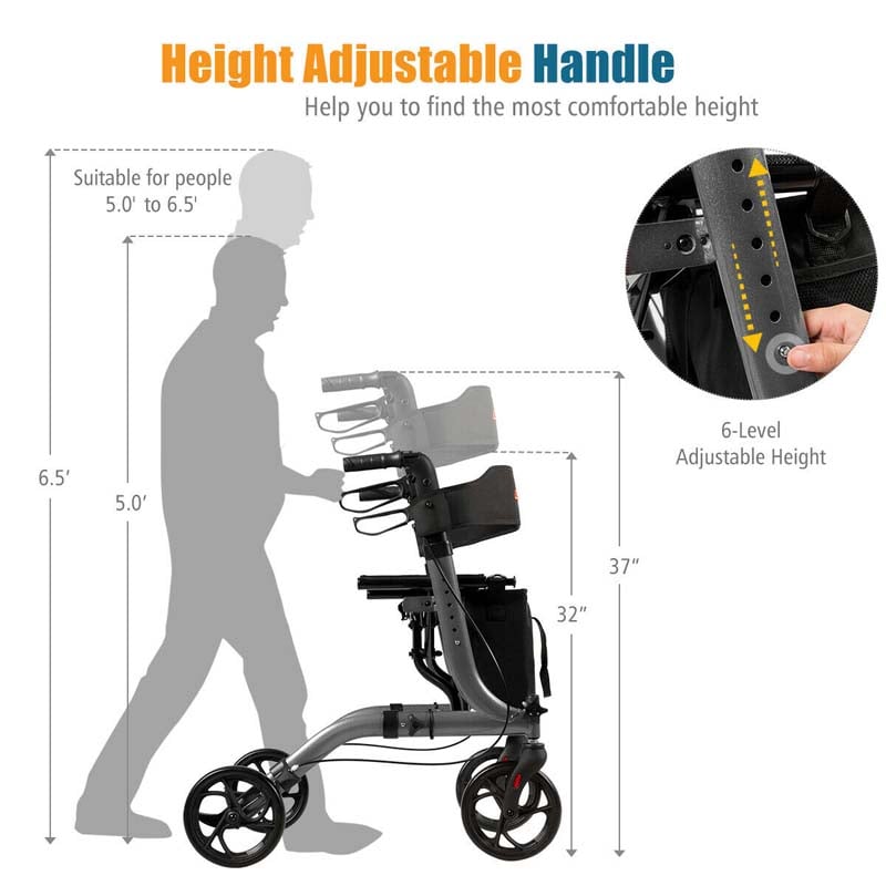 Eletriclife Folding Aluminum Rollator Lightweight Medical Walker