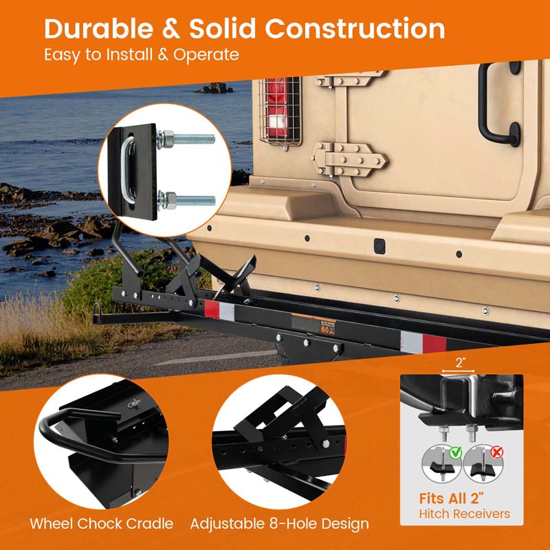 Eletriclife 600 LBS Motorcycle Carrier Hitch Mount Bike Rack with Loading Ramp