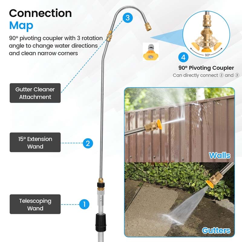 Eletriclife 4000 PSI 18 Feet Telescoping Spray Wand Pressure Washer