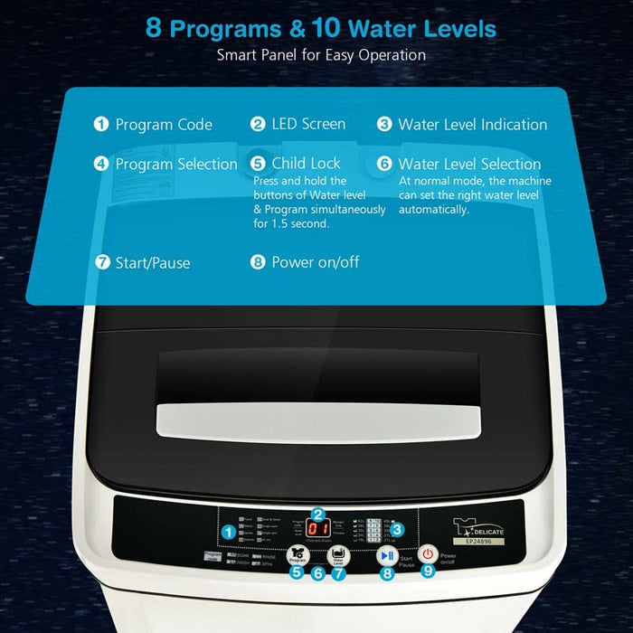 Eletriclife Full-Automatic Washing Machine 11 LBS Washer and Dryer