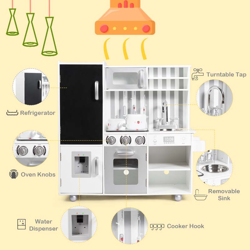 Eletriclife Wooden Pretend Play Kitchen Sets with Simulated Sound