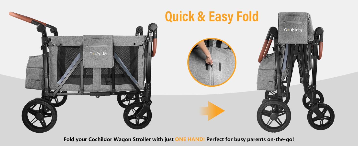Cochildor Foldable Wagon Stroller for 4 Kids
