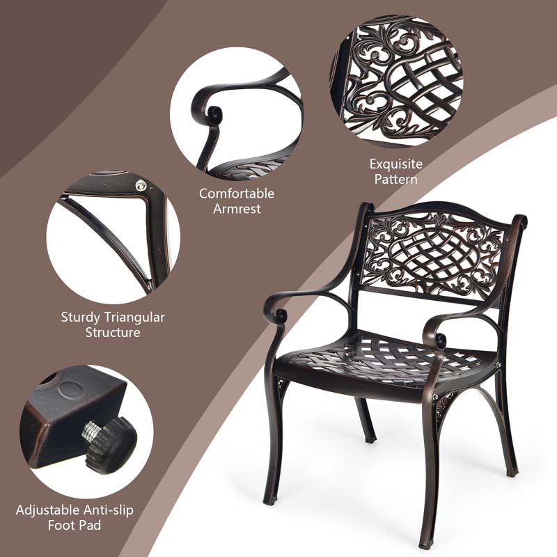 Eletriclife Outdoor Cast Aluminum Chairs with Armrests and Curved Seats