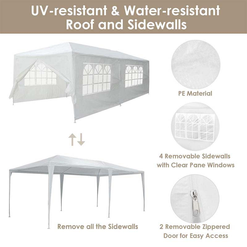 Eletriclife 10 x 20 Feet 6 Sidewalls Canopy Tent with Carry Bag