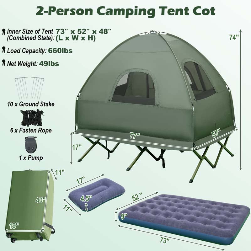Eletriclife Foldable 2-Person Outdoor Camping Tent with Air Mattress