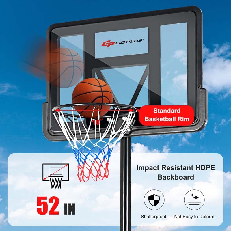 Eletriclife 4.5FT-10FT Height Adjustable Basketball Goal System with 44 Inch Shatterproof Backboard