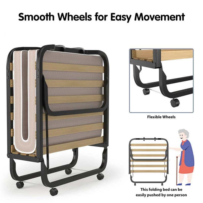 Eletriclife Rollaway Folding Bed with Memory Foam Mattress