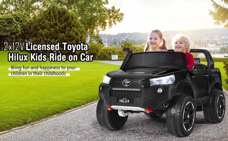 Eletriclife 2x12V Licensed Toyota Hilux Ride On Truck Car 2-Seater 4WD with Remote