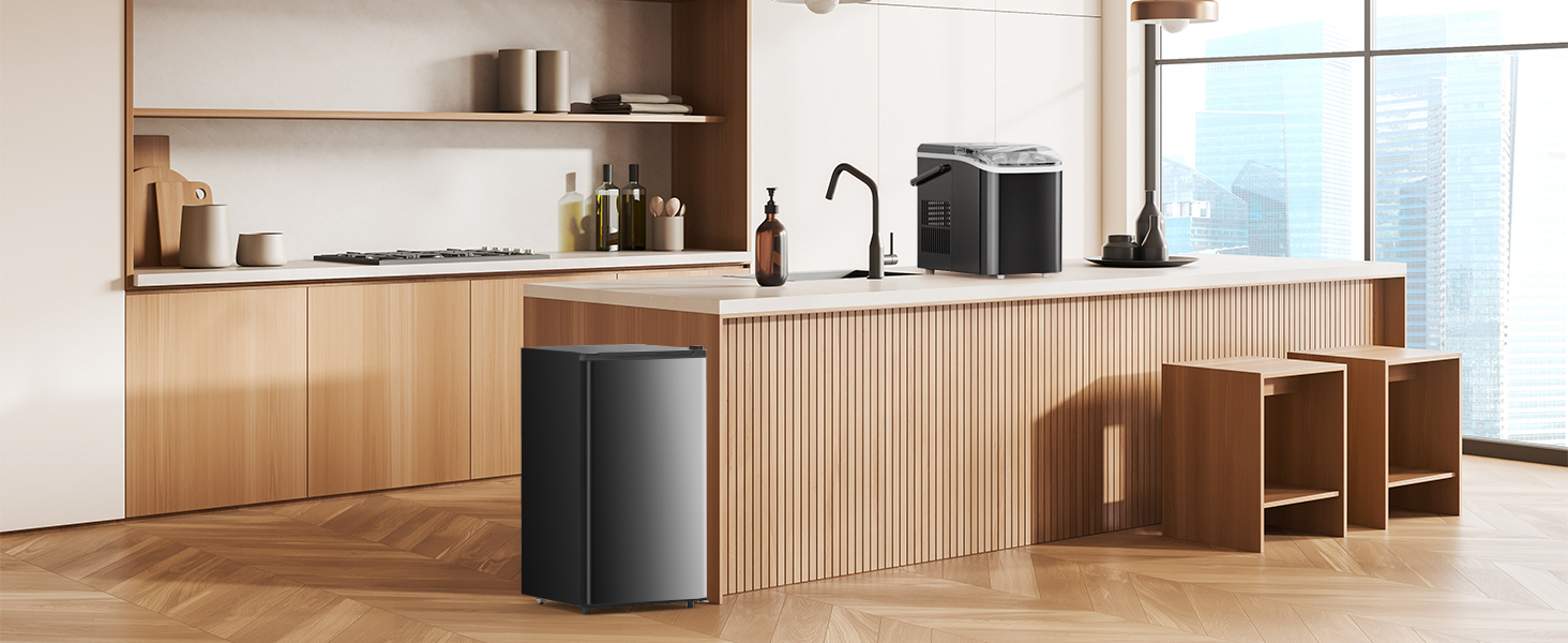 3.2 Cu.Ft Mini Fridge with Freezer Small Refrigerator Single Door Energy-efficient Low Noise