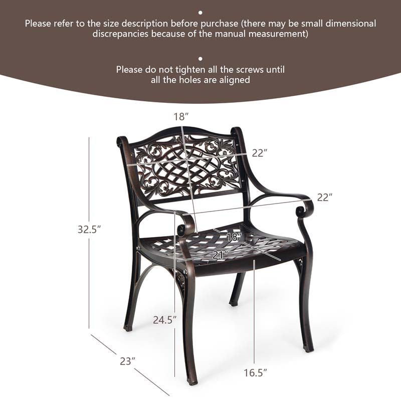 Eletriclife Outdoor Cast Aluminum Chairs with Armrests and Curved Seats