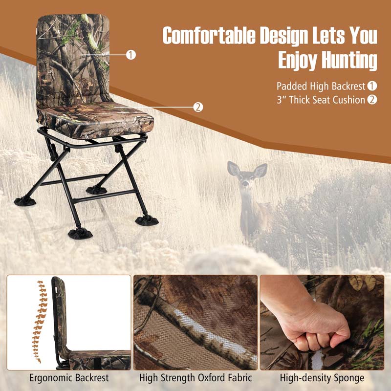 Eletriclife Swivel Folding Chair with Backrest and Padded Cushion