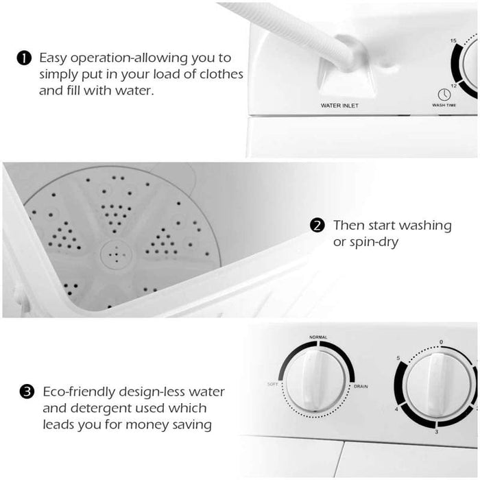 Portable 17.6 lbs Twin Tub Washing Machine