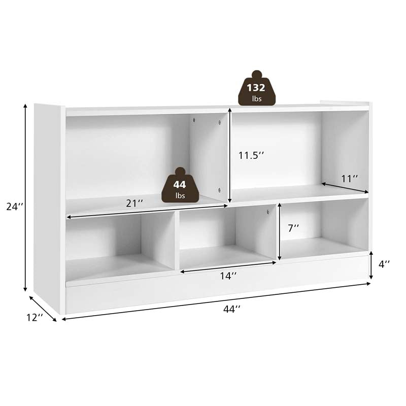 Eletriclife Kids 2-Shelf Bookcase 5-Cube Wood Toy Storage Cabinet Organizer