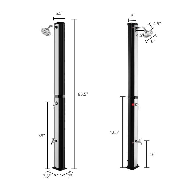 Eletriclife 7.2 Feet 9.3 Gallon Solar Heated Shower with Adjustable Head and Foot Tap