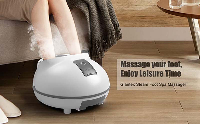 Eletriclife Steam Foot Spa Bath Massager Foot Sauna Care with Heating Timer Rollers
