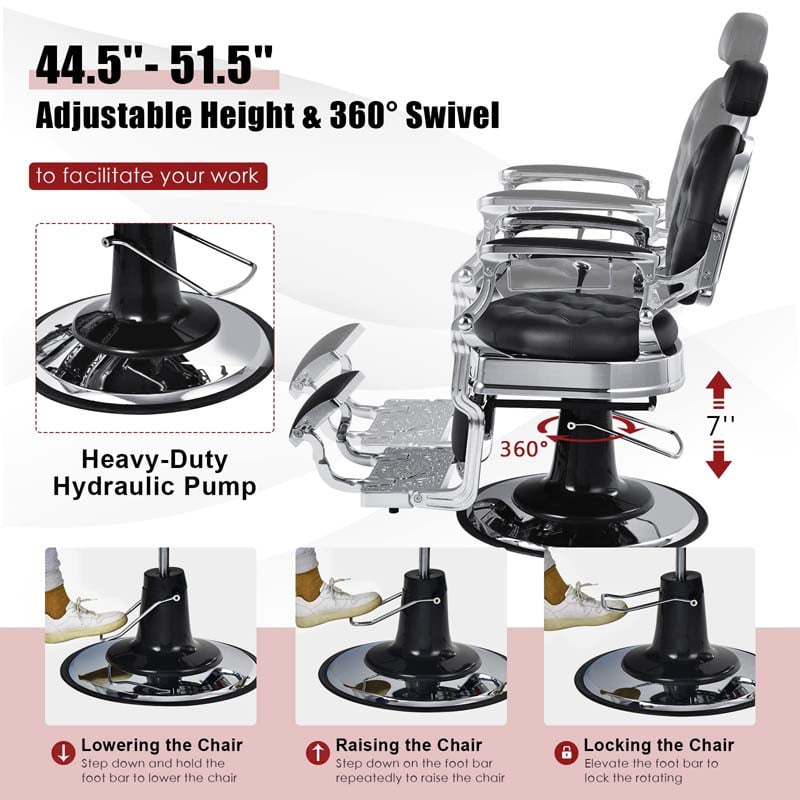 Eletriclife Vintage Barber Chair with Adjustable Height and Headrest