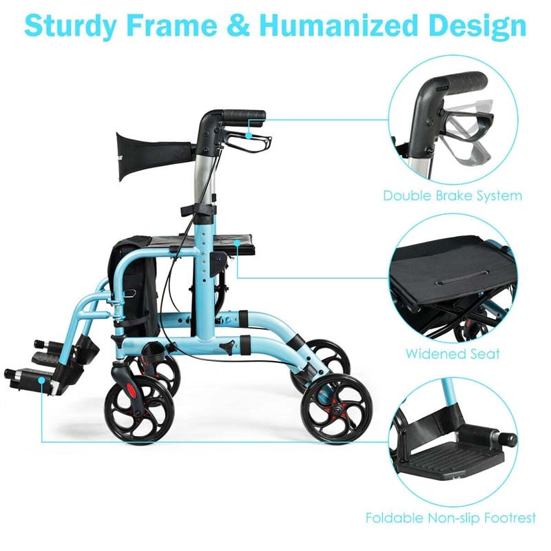 Eletriclife Aluminum Adjustable Folding Handle Medical Walker Rollator
