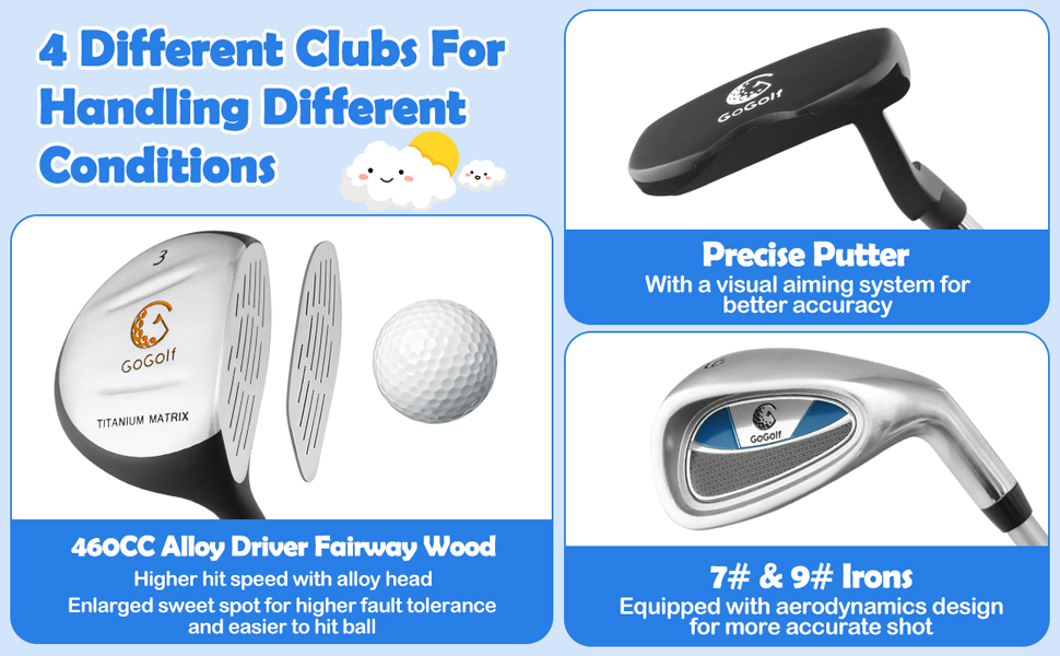 Costway Junior Complete Golf Club Set for Age 8 to 13