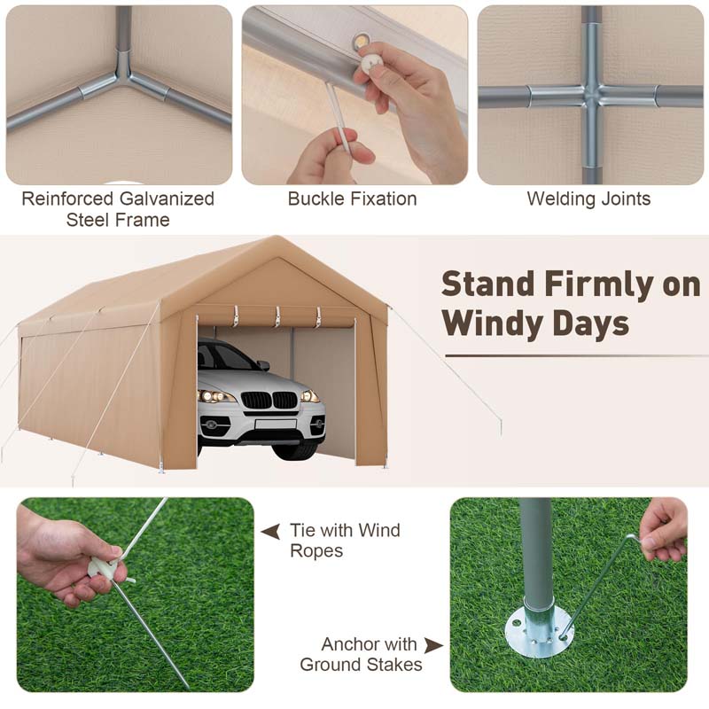 Eletriclife 10 x 20 FT Heavy Duty Carport with Sidewalls