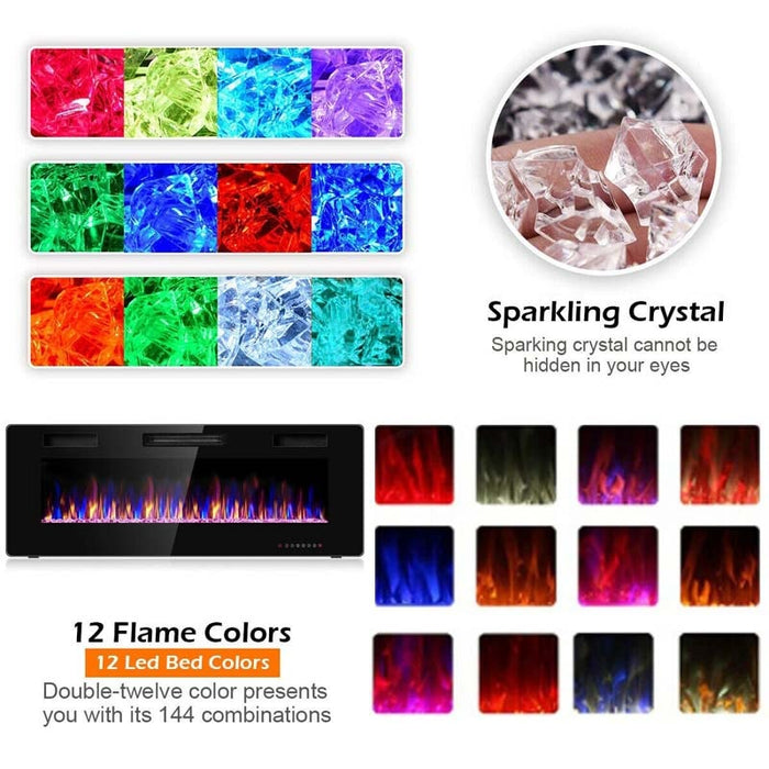 50 Inches Recessed Ultra Thin Electric Fireplace