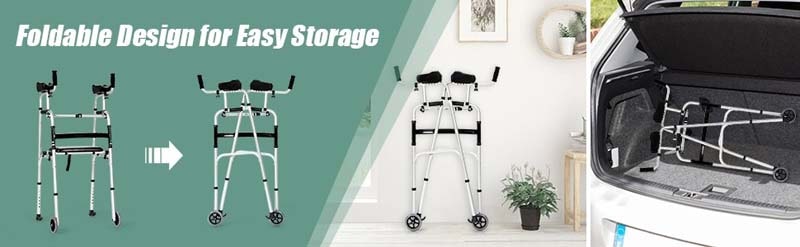 Eletriclife Height Adjustable Rolling Walker With Seat and Armrest Pad