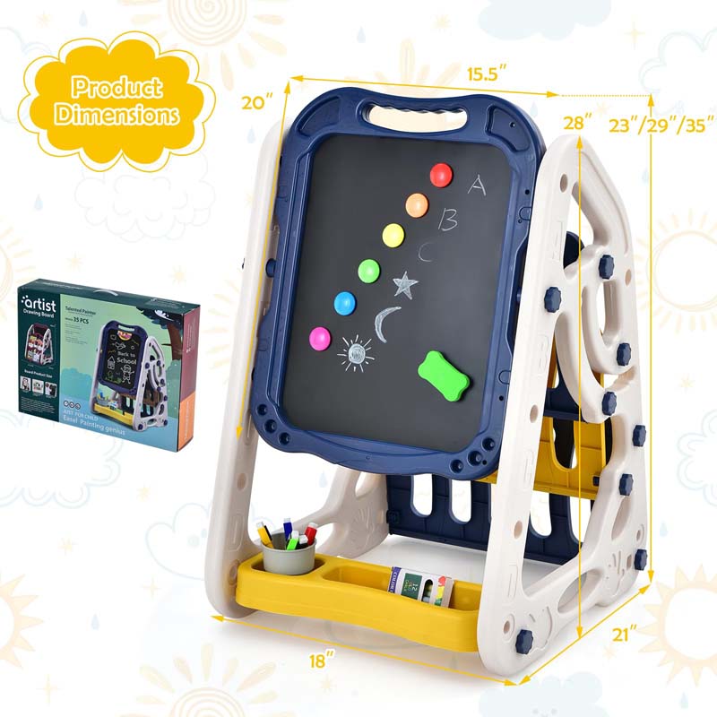 Eletriclife 3-in-1 Kids Art Easel Double-Sided Tabletop Easel with Art Accessories