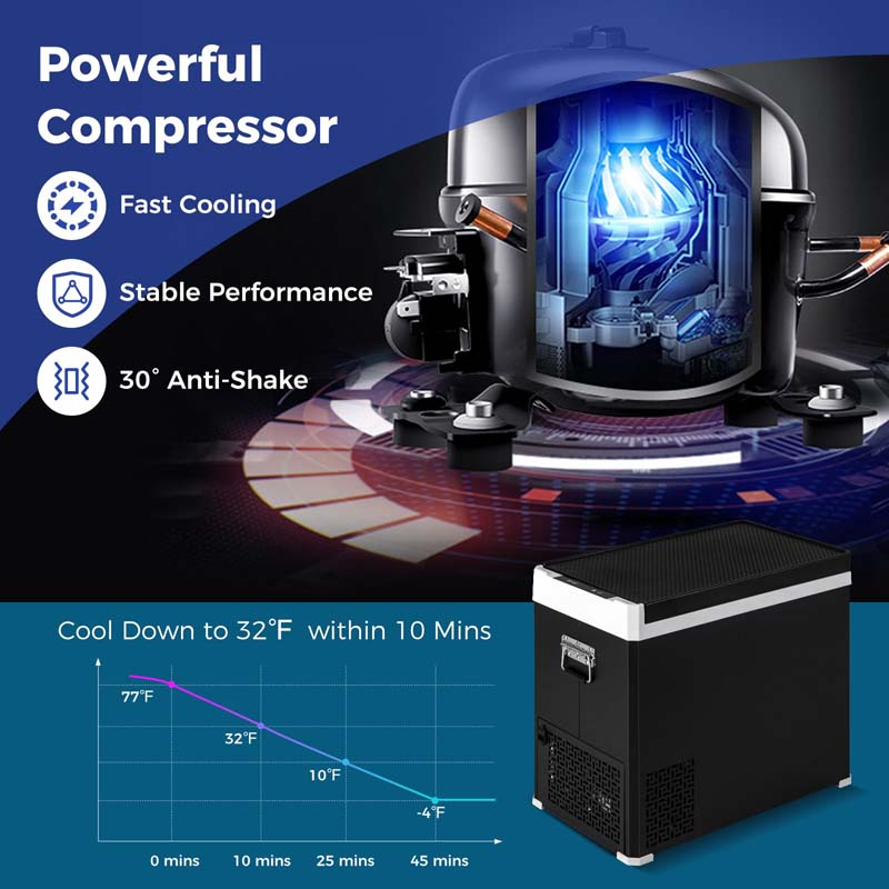 Eletriclife 53QT Portable Dual Zone 12V Car Refrigerator Compressor Fridge Freezer