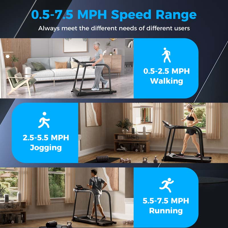 Eletriclife 2.5 HP Walking Treadmill with Long Handrails for Seniors