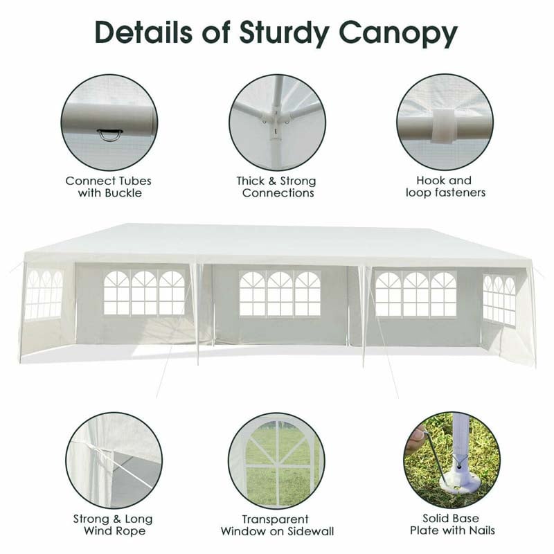 Eletriclife 10 x 30 FT Outdoor Party Wedding Gazebo Canopy Tent with 5 Removable Sidewalls