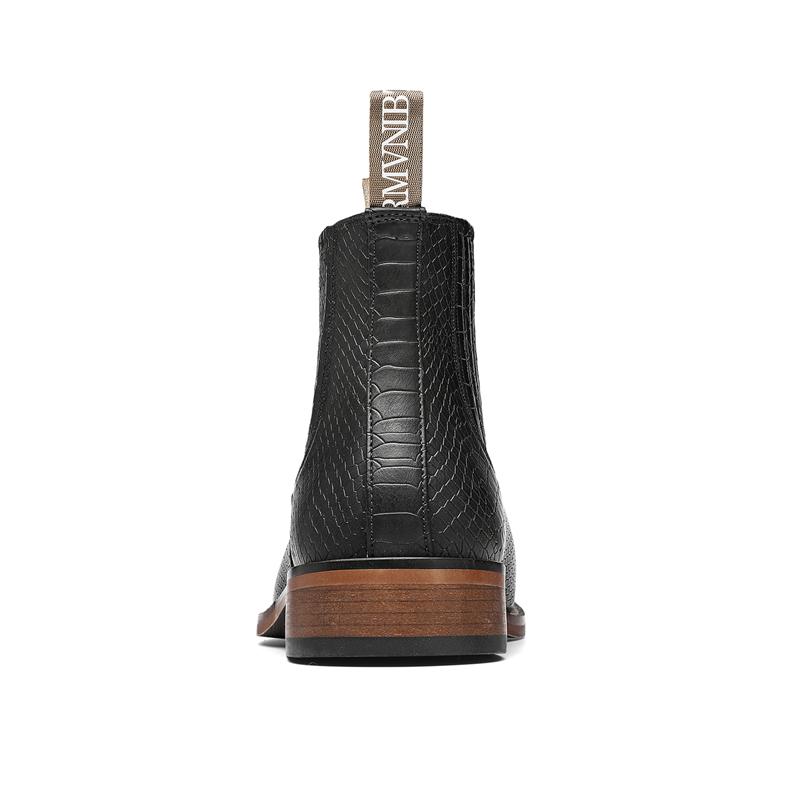 KVONE Chelsea Boots for Men –  Hand-Finished Vintage Patina Sole; square-toe denim Chelsea boots, ankle-high casual Western-style fashion black classic comfortable walking mens shoes,fashionable retro classic walking shoe,menseveryday boots