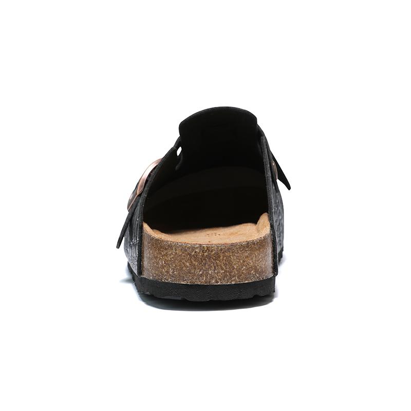 KVONE Clogs for Men, Elegant Crocodile Pattern Slip On Mules with Arch Support, Casual Summer Walking Shoes with Adjustable Strap, Footwear, Design, Buckle, Wooden, Round Toe, Pu Leather, Flat Heel
