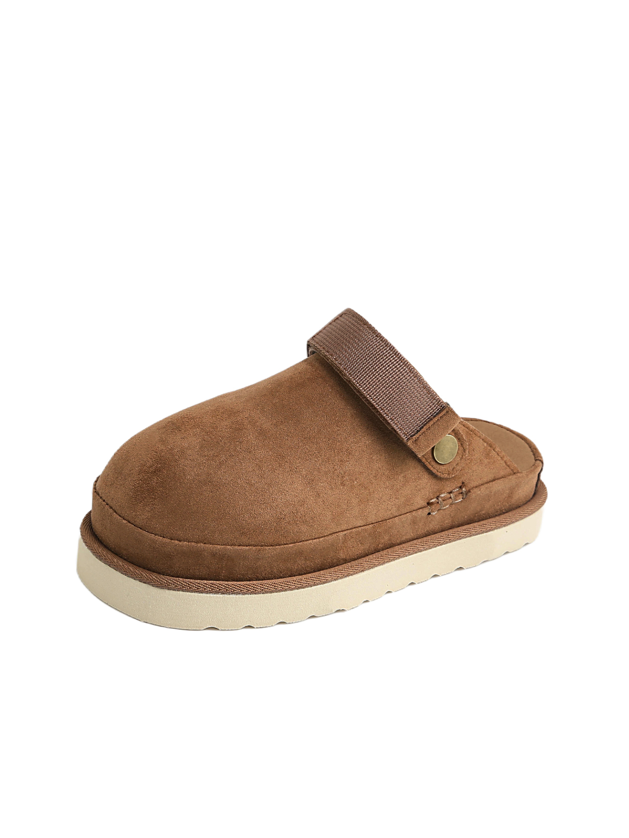 Birkenstock-Style Closed-Toe Mules | Faux Suede Platform Mules with Adjustable Heel Strap – Casual Indoor/Outdoor Slip-Ons
